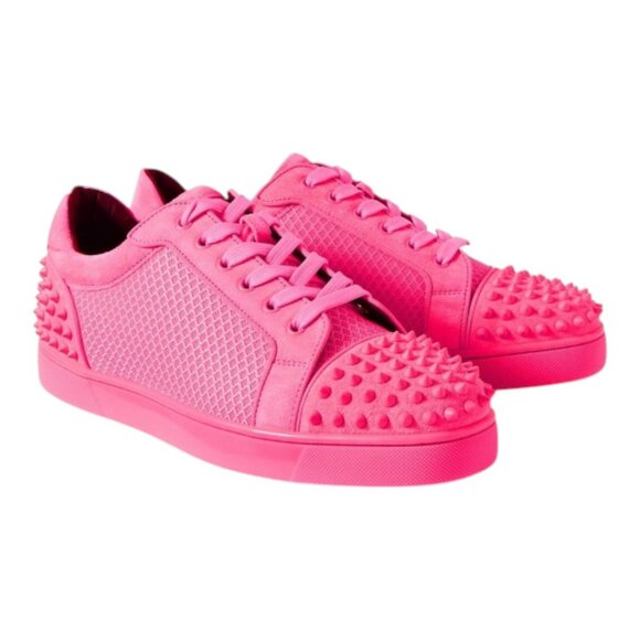Christian Louboutin - Seavaste 2 Studded Mesh and Suede Sneakers  - Pink Size 41 - Picture 1 of 8